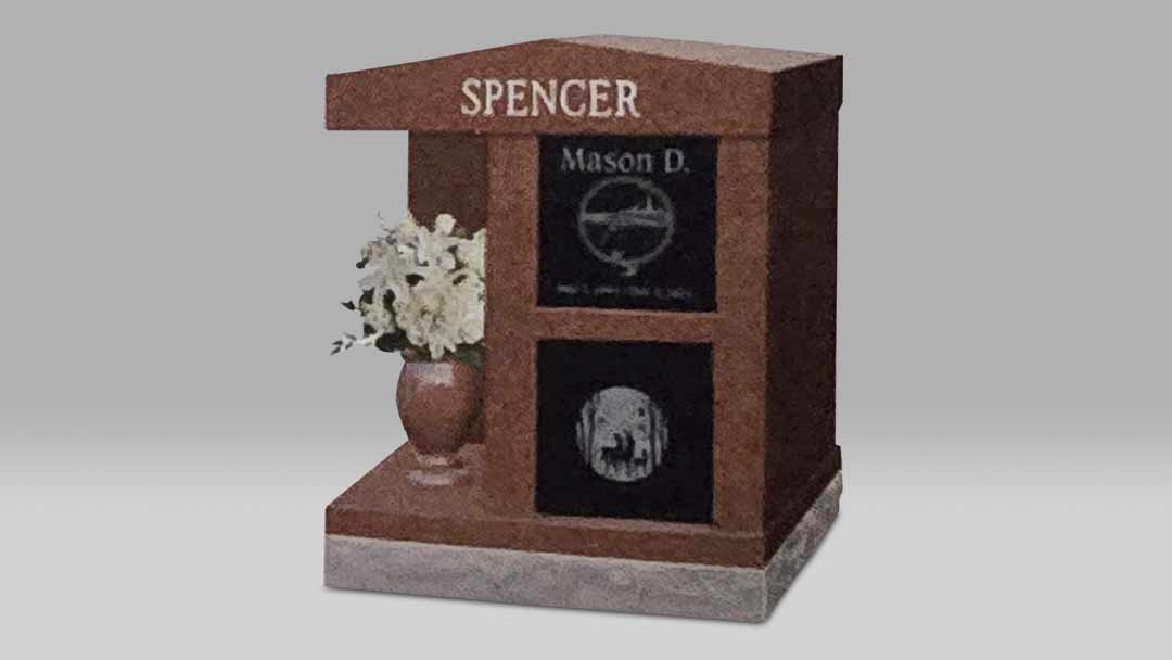 2 Niche Columbaria - India Red (With Engraving and Laser Etching)